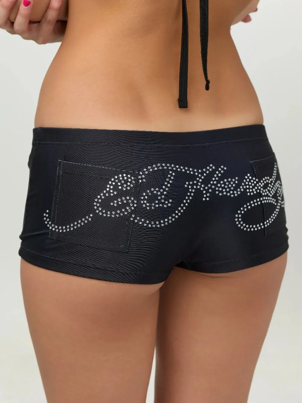 Ed Hardy Black Bikini Set with Red Heart Graphics